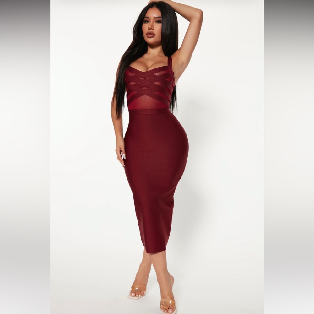 Burgundy Dress / Tight and Stretchy/ Size Medium